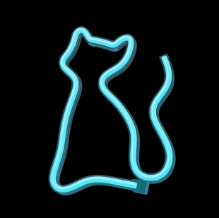 Dekorativní LED neon kočička tyrkys (RTV200039)