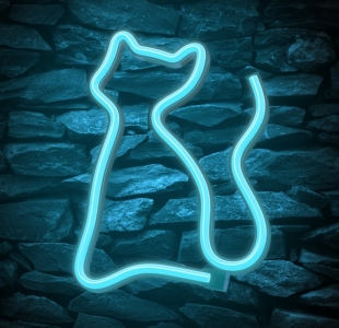 Dekorativní LED neon kočička tyrkys (RTV200039)