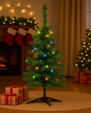 umělý vánoční stromeček s osvětlením