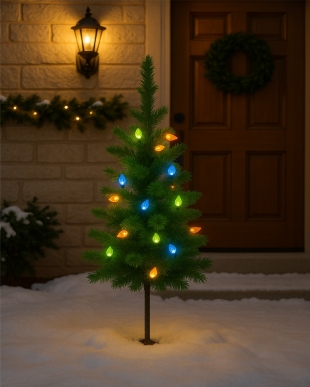 umělý vánoční stromeček s osvětlením