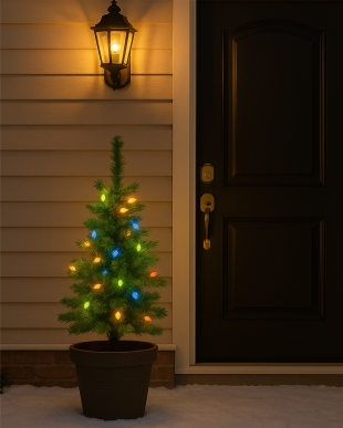 umělý vánoční stromeček s osvětlením