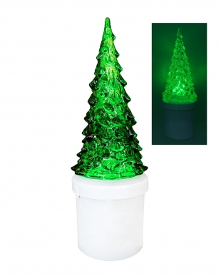 LED svíce zelený stromeček - blikající plamen