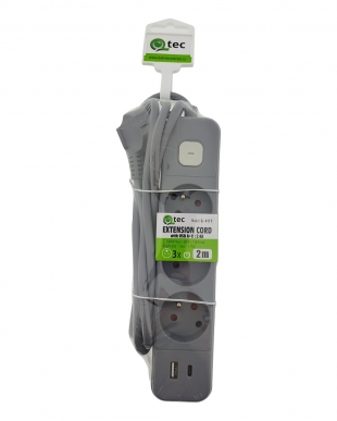 Prodlužovací přívod 2m 3 zásuvka + VYP - USB A+C/2,4A
