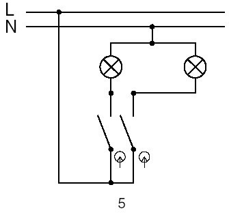 Schéma zapojení vypínačů - sériový vypínač