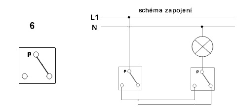 Schéma zapojení vypínačů - střídavý vypínač
