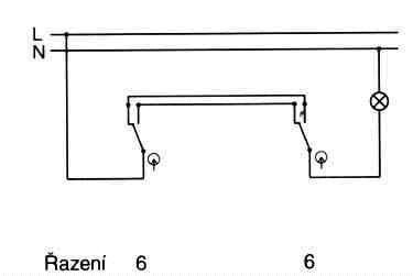 Schéma zapojení vypínačů - střídavý vypínač